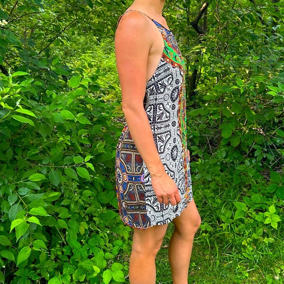 FARM rio mini abstract print dress open back with buttons on top multi color sm - Picture 3 of 11